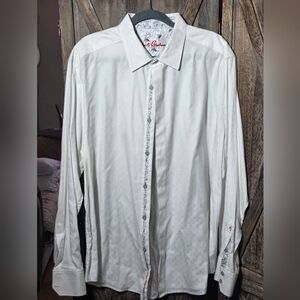 NEW Robert Graham Shirt Mens 3XL White Geometric Button Up Long Sleeve
